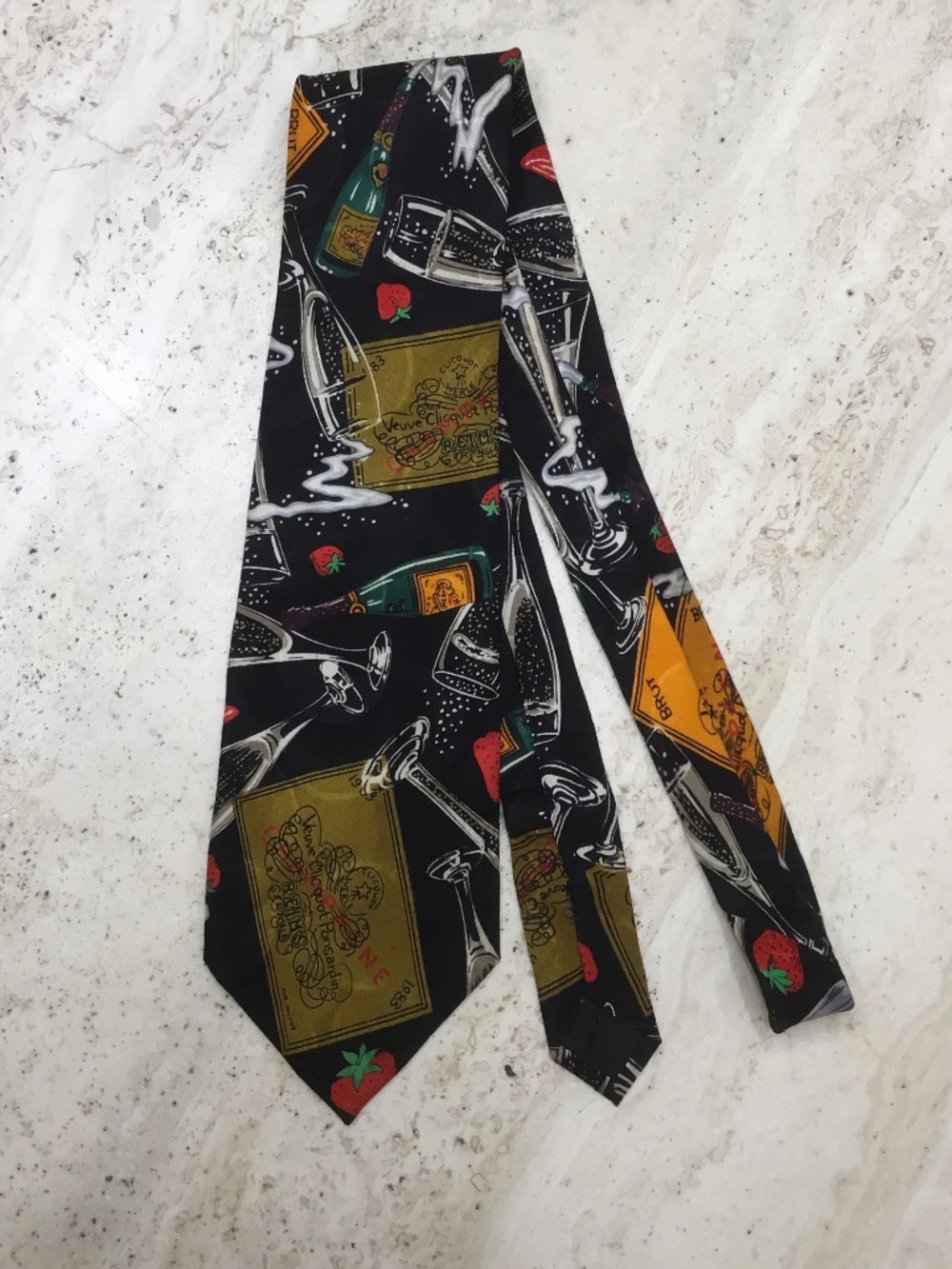 Vintage Nicole Miller Celebrate Champagne Clicquot Brut Silk Tie Novelty